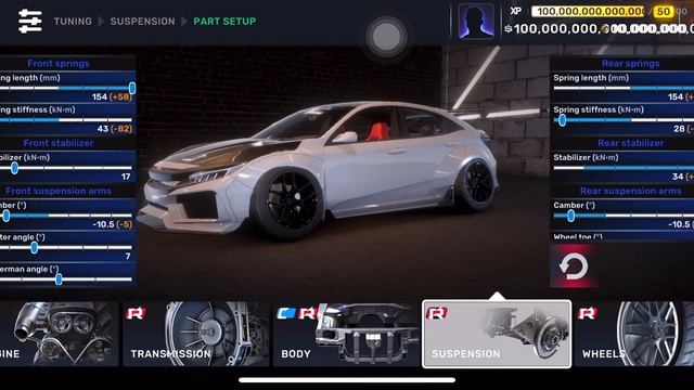 CARX STREET TOTURIAL SETTING TUNING CAR HCR HONDA TYPE R TOP SPEED MONEY UNLIMITED ? #carxstreet