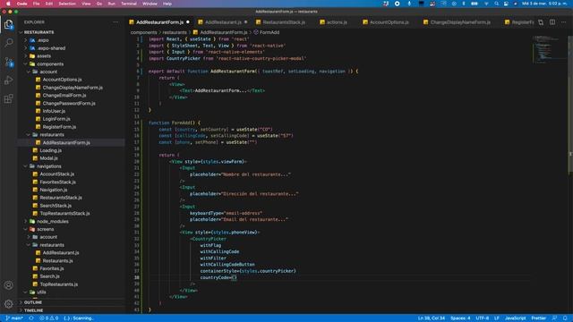 Tutorial 64 - React / React-Native - 62 - Formulario de creación de restaurante смотреть онлайн