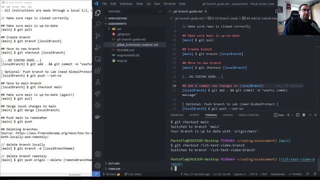 Git branches - making, merging, pushing and deleting to GitLab from the command line смотреть онлайн