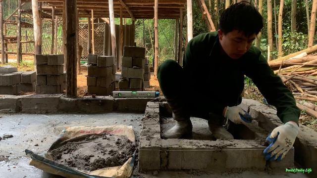 Technique Build Stove With Bricks And Cement For Cooking,with Me Build Daily Life