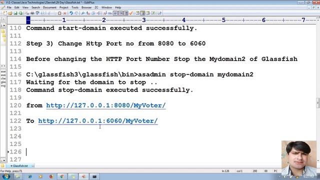105 Change HTTP port number of mydomain2 for Glassfish server required to access web app | Servlet смотреть онлайн