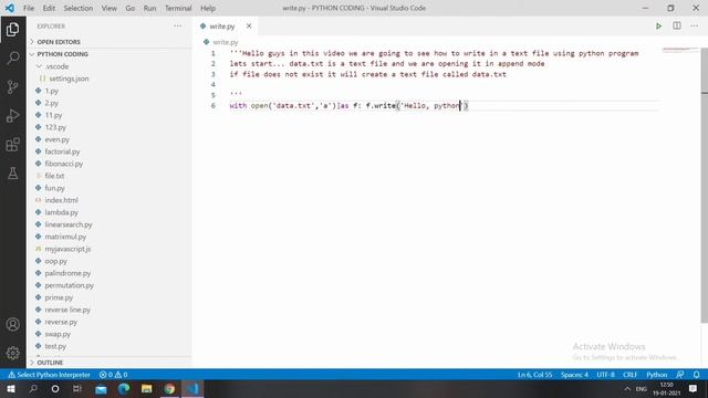 #7 Python program to write in a text file || One line of code || смотреть онлайн