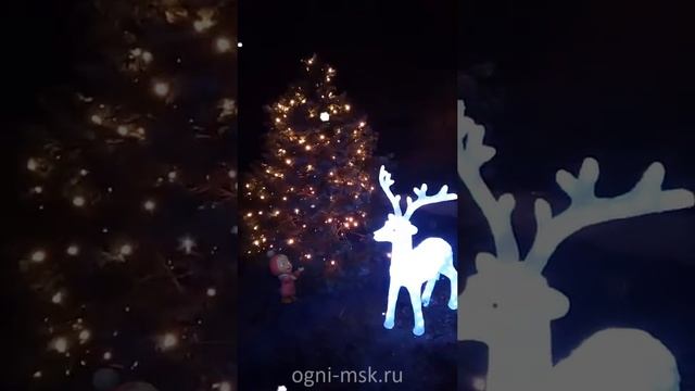 Новогоднее украшение фасада, елки в КП "Белый Берег". Световые фигуры на участке смотреть онлайн