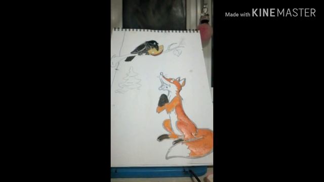 Раскрашиваю рисунок ворона и лисица смотреть онлайн