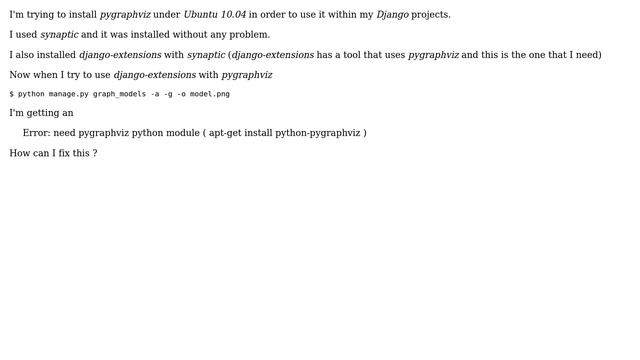 pygraphviz - Install on Ubuntu 10 with django-extensions смотреть онлайн