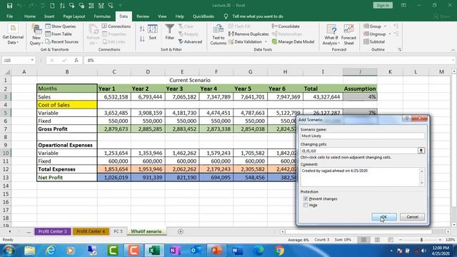 Excel Tutorial Lecture 34 What-if Analysis Scenario Manager смотреть онлайн