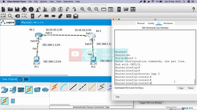 Networking Tutorial with Cisco CCNA 200-301 - 81 - Dynamic Routing BGP - Configure BGP 2 router смотреть онлайн