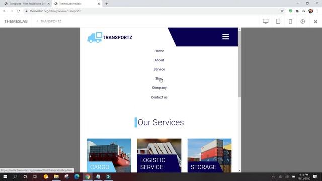 Transportz: Free Responsive Bootstrap 4 HTML5 Logistics Website Template смотреть онлайн