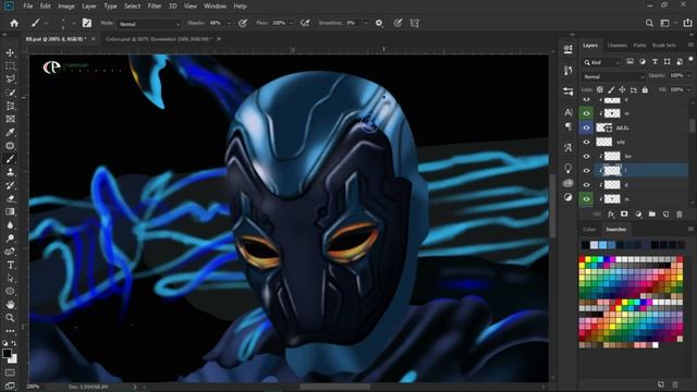 Blue Beetle Digital Painting | DC Comics - Photoshop Paintings #021 - CyberPaint Presents смотреть онлайн