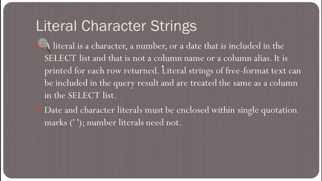 CONCATENATES OPERATOR / LITERAL CHARACTER STRING IN SQL | SQL Developer dbms oracle 11g Hindi / Urd смотреть онлайн