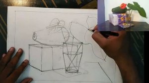 Object Drawing, coloring/ Glass/Anthurium/ Papaw/