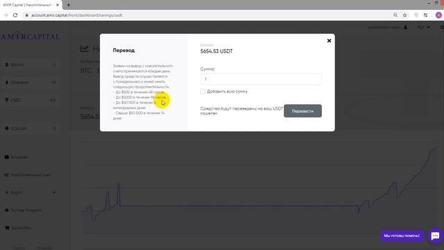 Как вывести средства с накопительного счета Amir Capital на кошелек смотреть онлайн