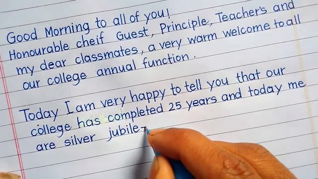 Welcome Speech for Chief Guest | in print handwriting | how to write welcome speech смотреть онлайн