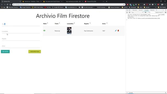 Tutorial Vue.js CDN in italiano #7 - firebase db Firestore - archivio film смотреть онлайн
