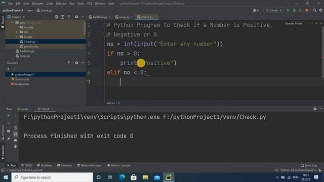 6. Python Program to Check if a Number is Positive, Negative or 0 смотреть онлайн