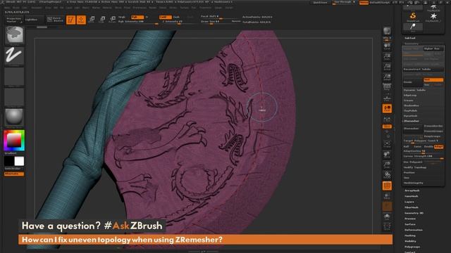 #AskZBrush: “How can I fix uneven topology when using ZRemesher?” смотреть онлайн