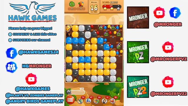 Angry Birds Blast Level 980 - 3 Stars Walkthrough, No Boosters смотреть онлайн