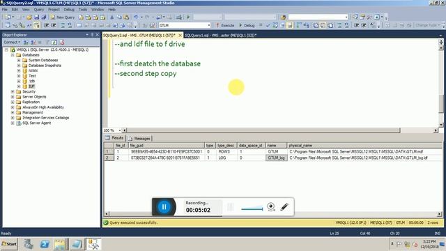 How to move Database MDF & LDF files from one Drive to other Drive ? смотреть онлайн