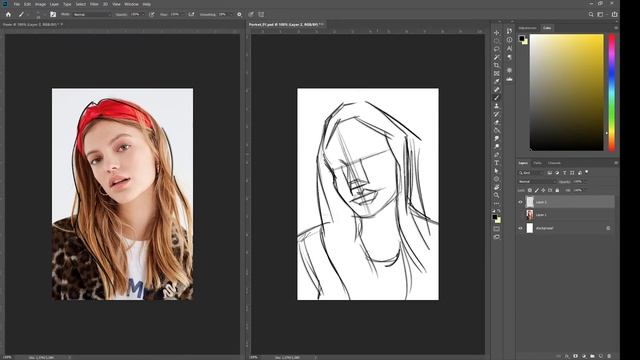Как нарисовать портрет с референса? (Часть 1) смотреть онлайн