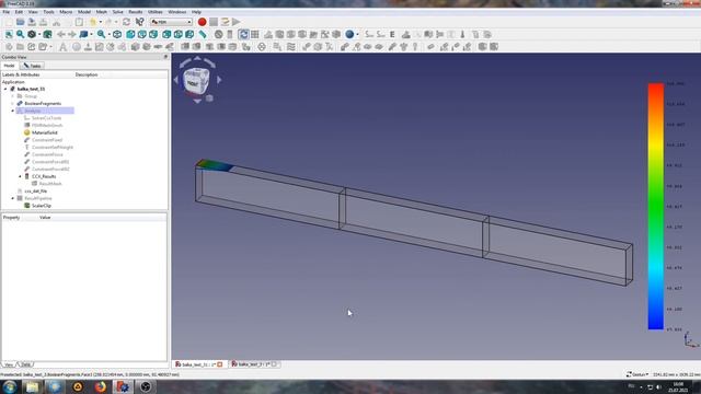 Расчет консольной балки загруженной треугольной нагрузкой во FreeCAD FEM смотреть онлайн