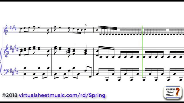 Antonio Vivaldi's Concerto "Spring" from Four Seasons sheet music for violin and piano - Video Scor смотреть онлайн