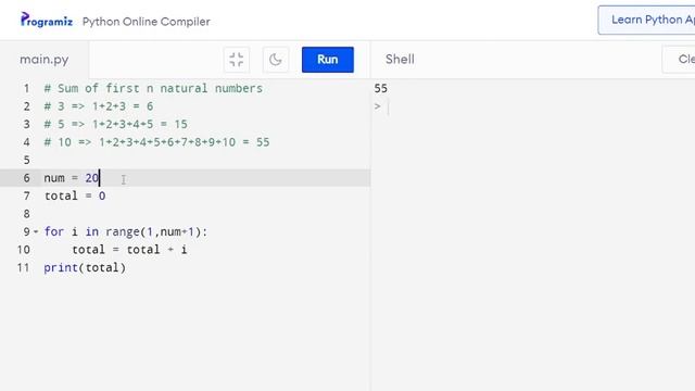 Python : Find sum of first n natural numbers смотреть онлайн