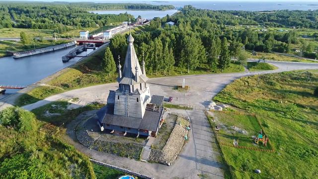 Храм святителя Николая Карелия в Повенец с воздуха смотреть онлайн