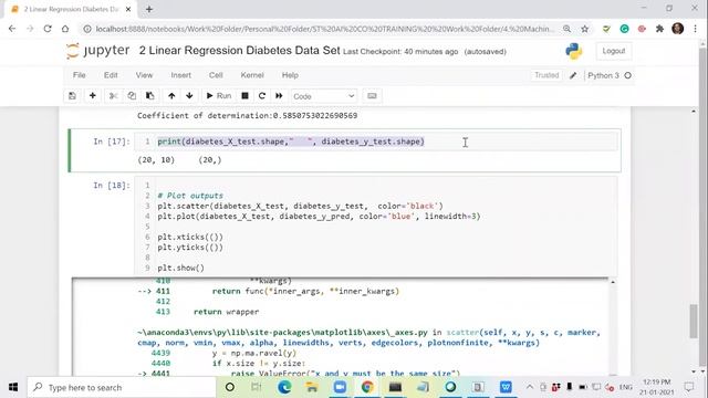 Data Science Tutorial | Linear regression Diabetes data set | A project in Linear regression. смотреть онлайн