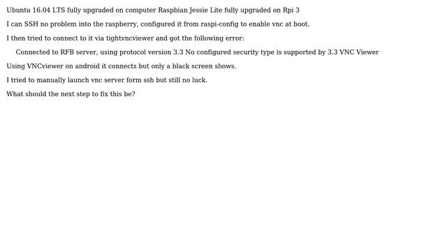 Raspberry Pi: VNC error "No configured security type is supported by 3.3 VNC Viewer" смотреть онлайн