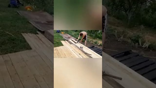 Помост под бассейн из поддонов. смотреть онлайн