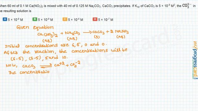 When 60 Ml Of 0.1 M Ca(NO3)2 Is Mixed With 40 Ml Of 0.125 M