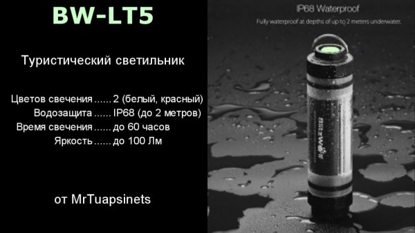 Туристический водонепроницаемый светильник BlitzWolf® BW-LT5 IP68
