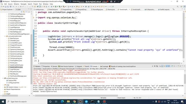Capture Java script error from browser console using Selenium смотреть онлайн