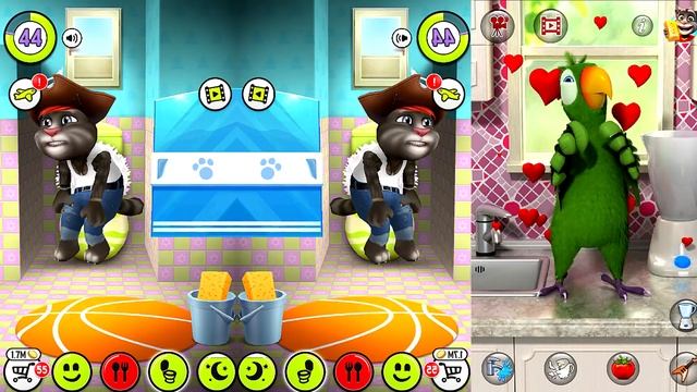 My Talking Tom Vs Talking Pierre The Parrot Gameplay Great Makeover For Kids