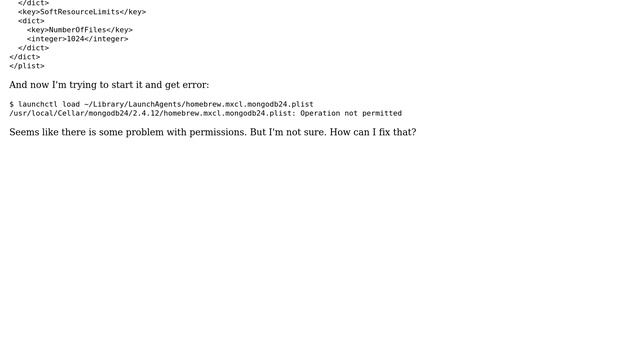 Can't start mongodb by launchctl on OS X Yosemite (10.10.2) смотреть онлайн