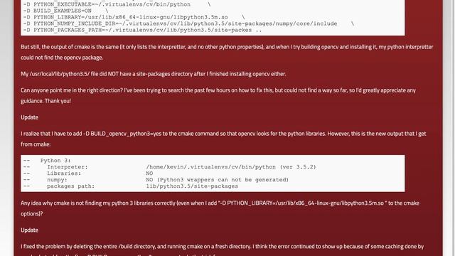 Cannot install openCV 3.1.0 with python3. CMAKE not including or linking python correctly смотреть онлайн