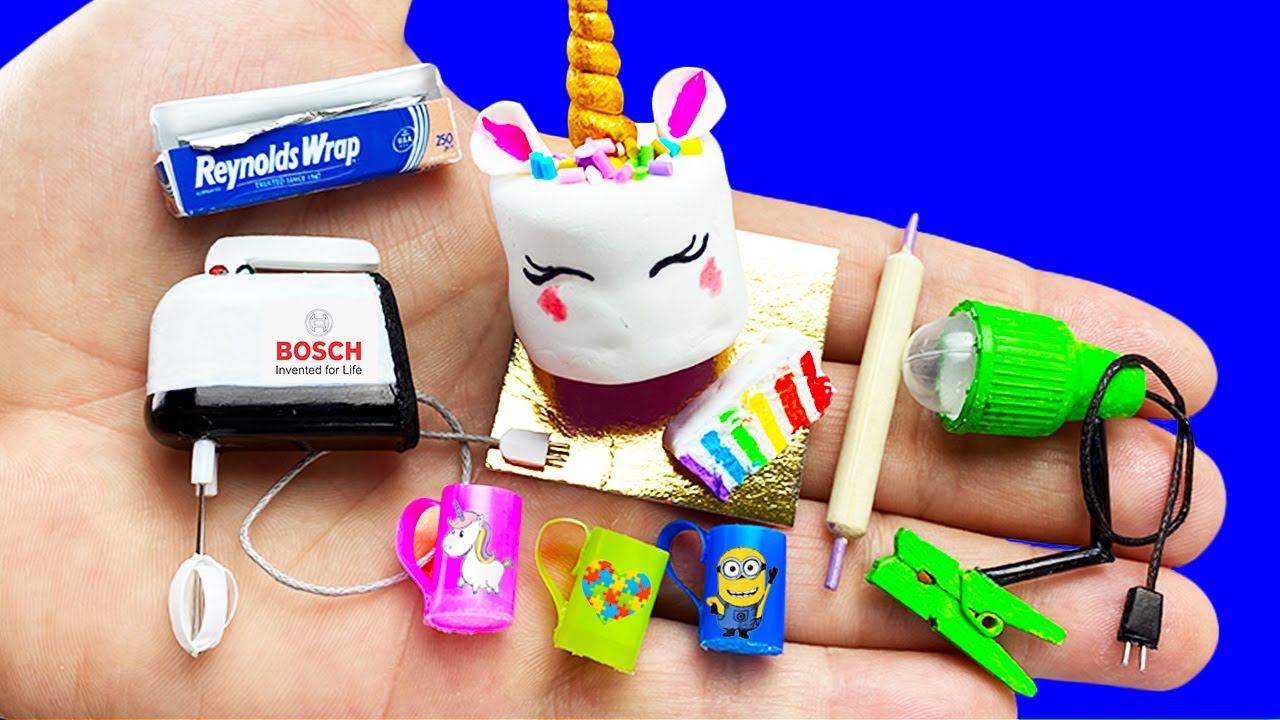14 DIY MINIATURE REALISTIC HACKS AND CRAFTS : CAKE UNICORN, MIXER, DESK LAMP AND MORE DIY !!!