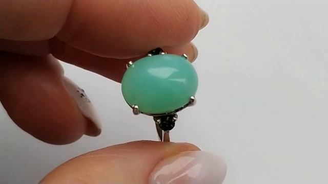 Кольцо с ААА зеленым хризопразом 6.95ct и хромдиопсидами, день смотреть онлайн