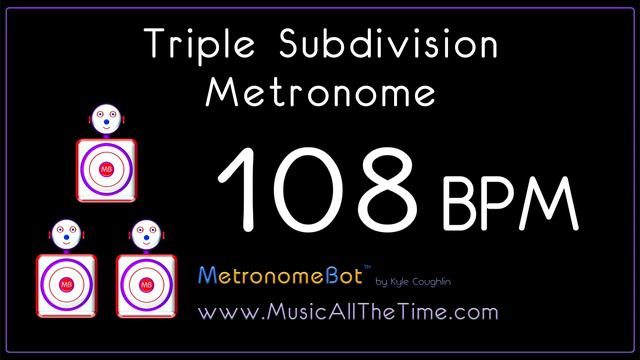 Triple subdivision metronome at 108 BPM MetronomeBot смотреть онлайн