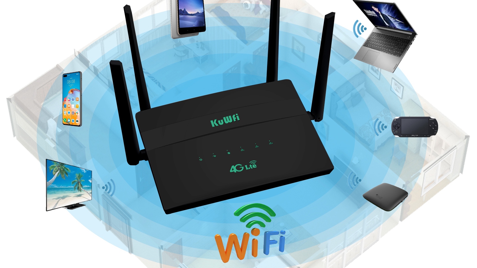4G LTE WiFi двухдиапазонный роутер KuWFi 4G LTE WiFi Dual Band Router смотреть онлайн