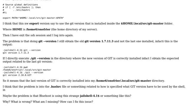 Why I can't use the last version of the installed GIT in this linux shell of a Bluehost server? смотреть онлайн