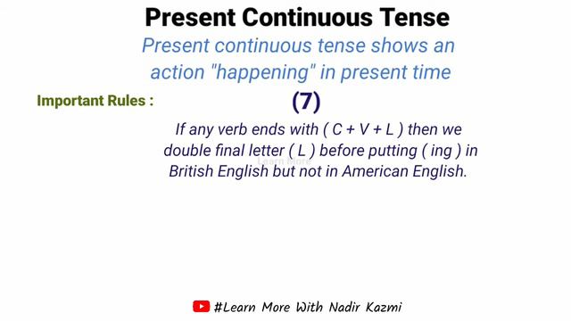 Present Continuous Tense | Rules for adding ( ING ) In the verbs | English Grammar смотреть онлайн