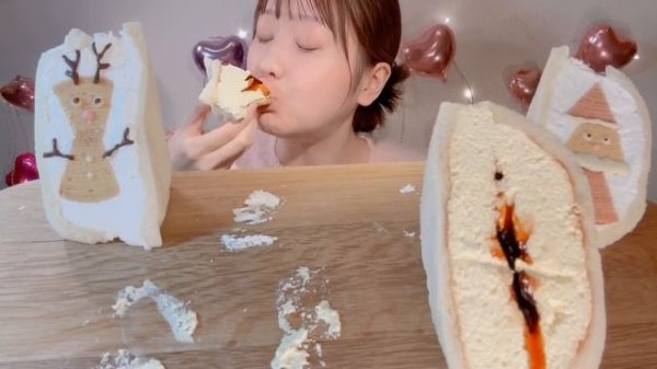 ASMR Pudding Cream Sandwich and Baum Sandwich【Mukbang/ Eating Sounds】【English subtitles】