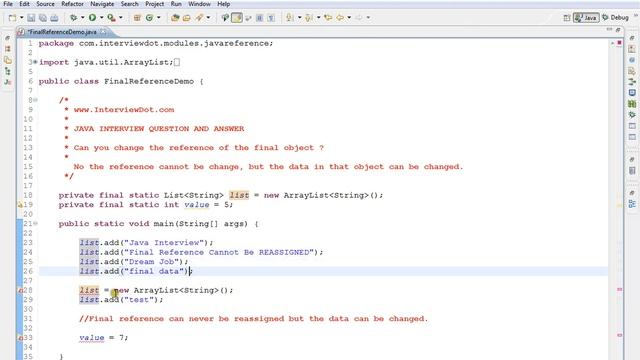 CAN WE REASSIGN A FINAL VARIABLE JAVA DEMO смотреть онлайн