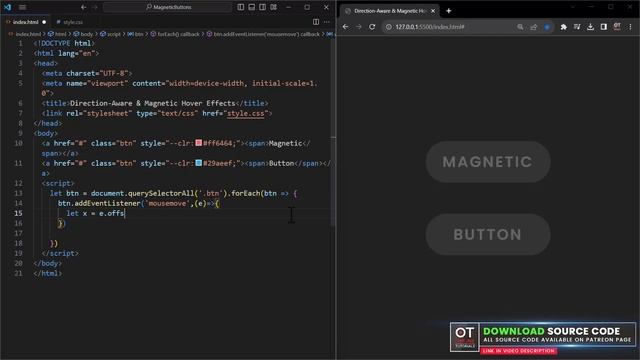 Magnetic & Direction-Aware Button Effects | CSS & Javascript смотреть онлайн