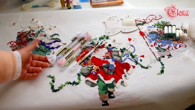 Dimensions 8529, Windswept Santa Tree Skirt. Юбка под елку, готовая работа. смотреть онлайн