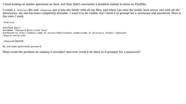 .htaccess file makes my directory become invisible in FileZilla смотреть онлайн