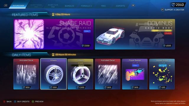ROCKET LEAGUE ITEM SHOP | JULY-23-2022 | CRIMSON DOMINUS + COBALT SHADE RAID