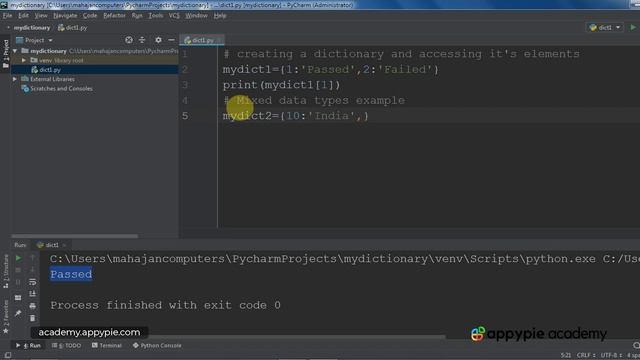Creating a Dictionary and accessing elements - Lesson 45 смотреть онлайн