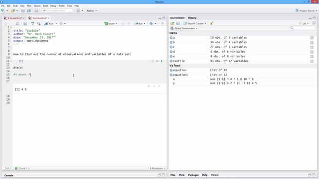 How to Find Out the Number of Observations and Variables of a Data Set in R. [HD] смотреть онлайн